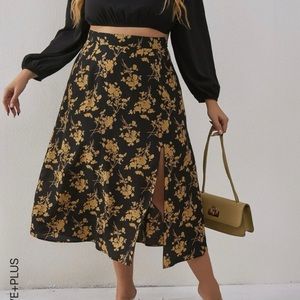 Gold and black skirt with slit